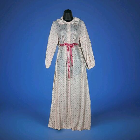 Jeri Morton Other - Jeri Morton Lingerie Nightgown Women Medium Pink Floral Long Sleeve Vintage 60s